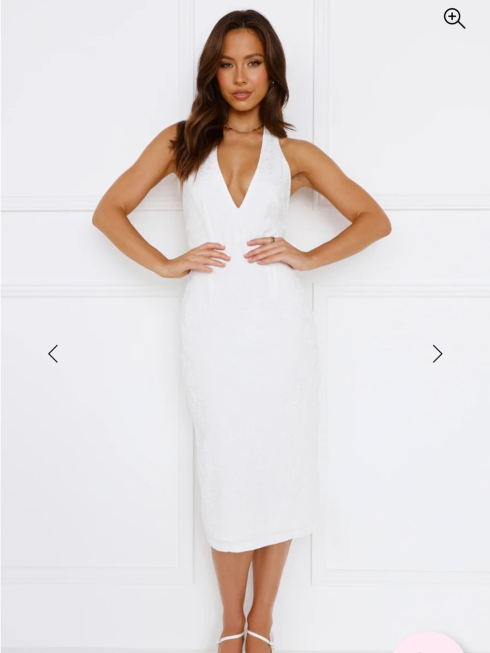 Hello Molly White Halter V-Neck Textured Maxi Dress